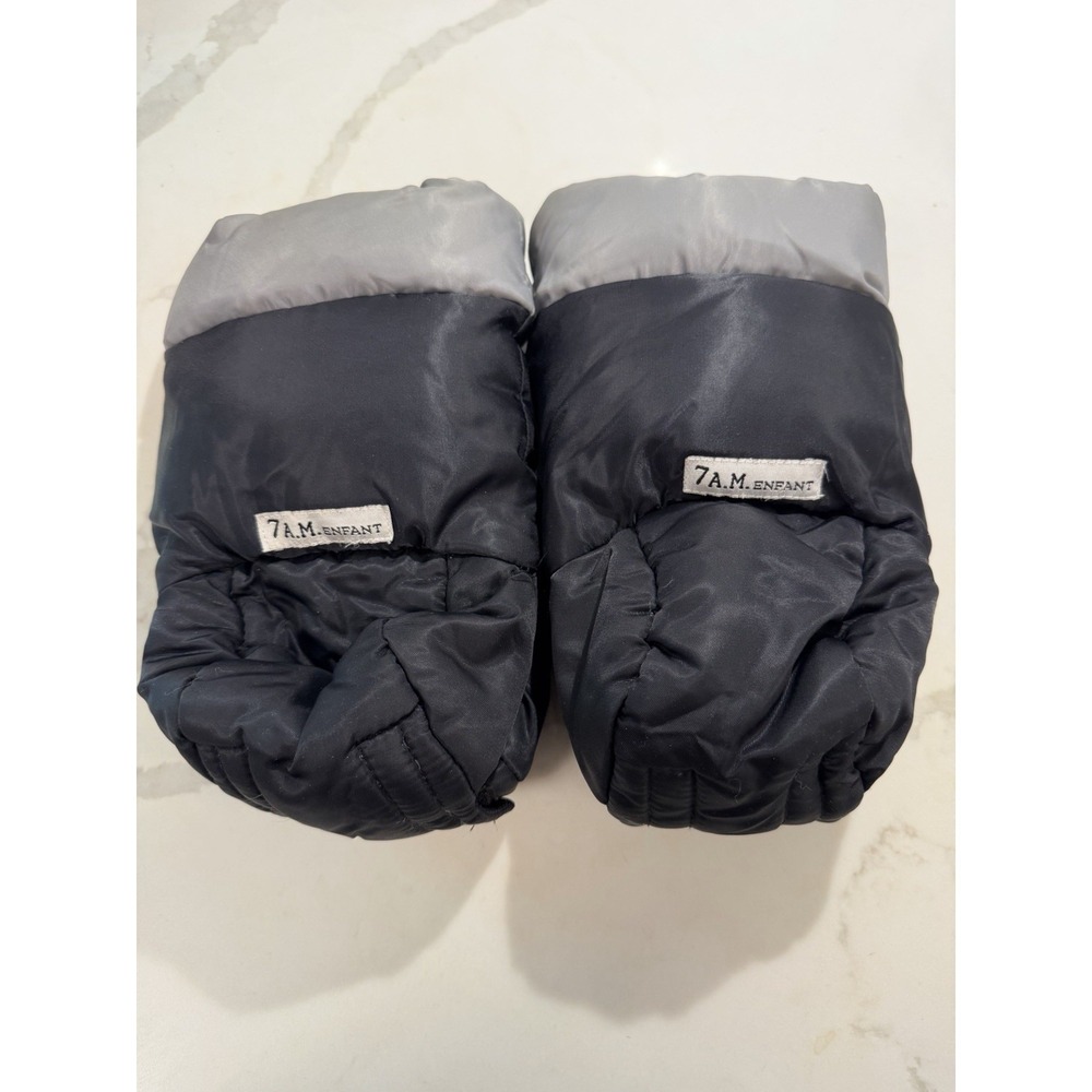 7 AM Enfant Warmmuffs Black Gray Colorblock Stroller Mitten Muffs Warm Hands